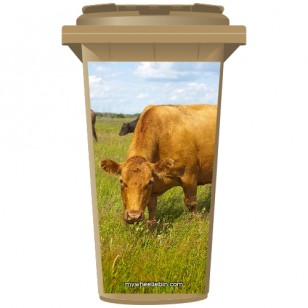 Cow In A Meadow Wheelie Bin Sticker Panel